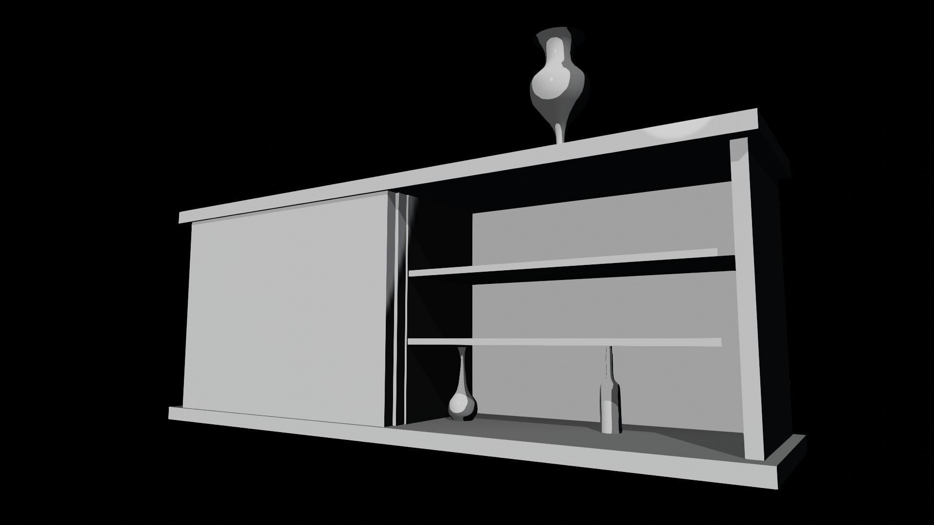 Bar Cabinet Glass Bottle Vase animated furnitur Low-poly 3D model_23
