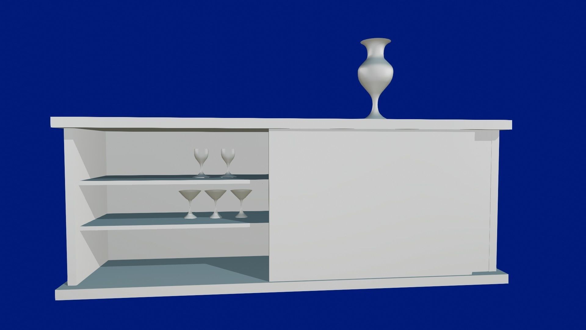 Bar Cabinet Glass Bottle Vase animated furnitur Low-poly 3D model_15