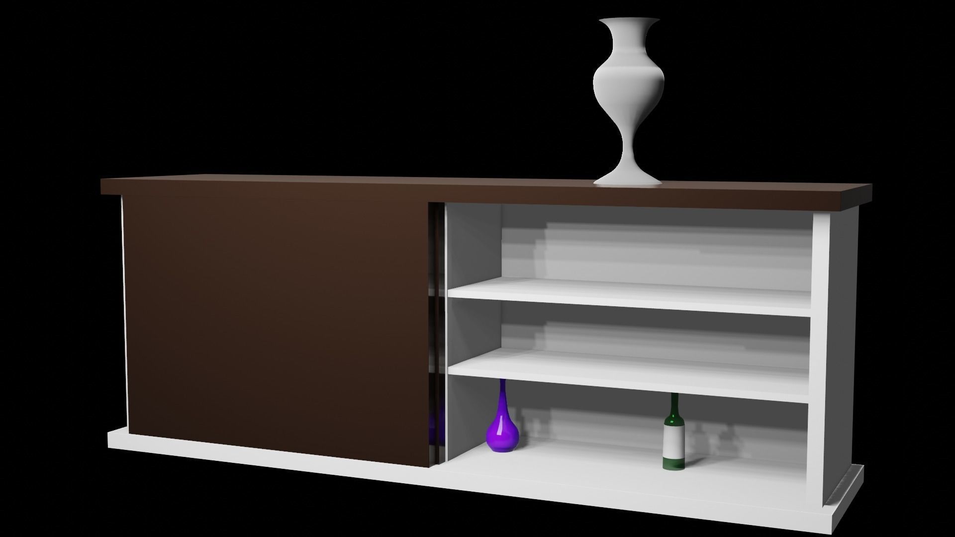 Bar Cabinet Glass Bottle Vase animated furnitur Low-poly 3D model_3