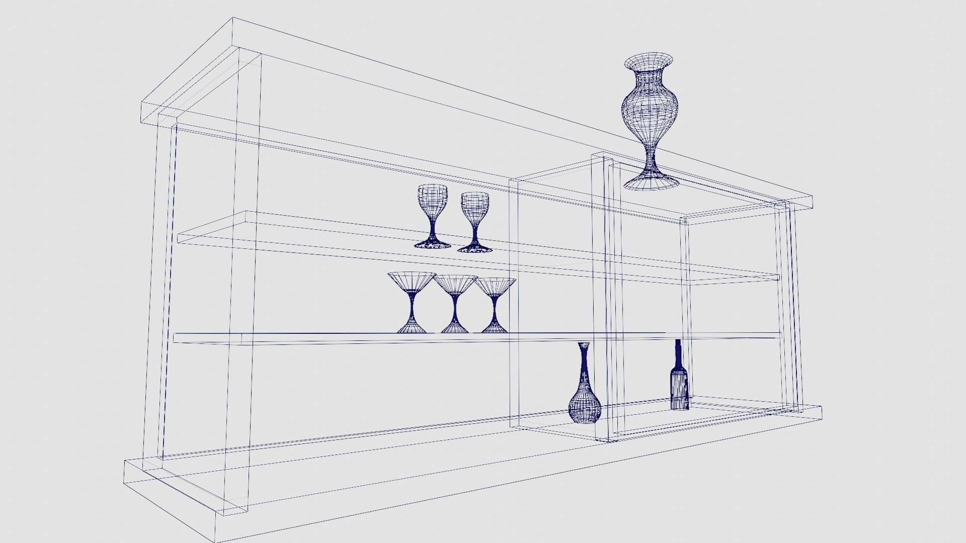 Bar Cabinet Glass Bottle Vase animated furnitur Low-poly 3D model_34