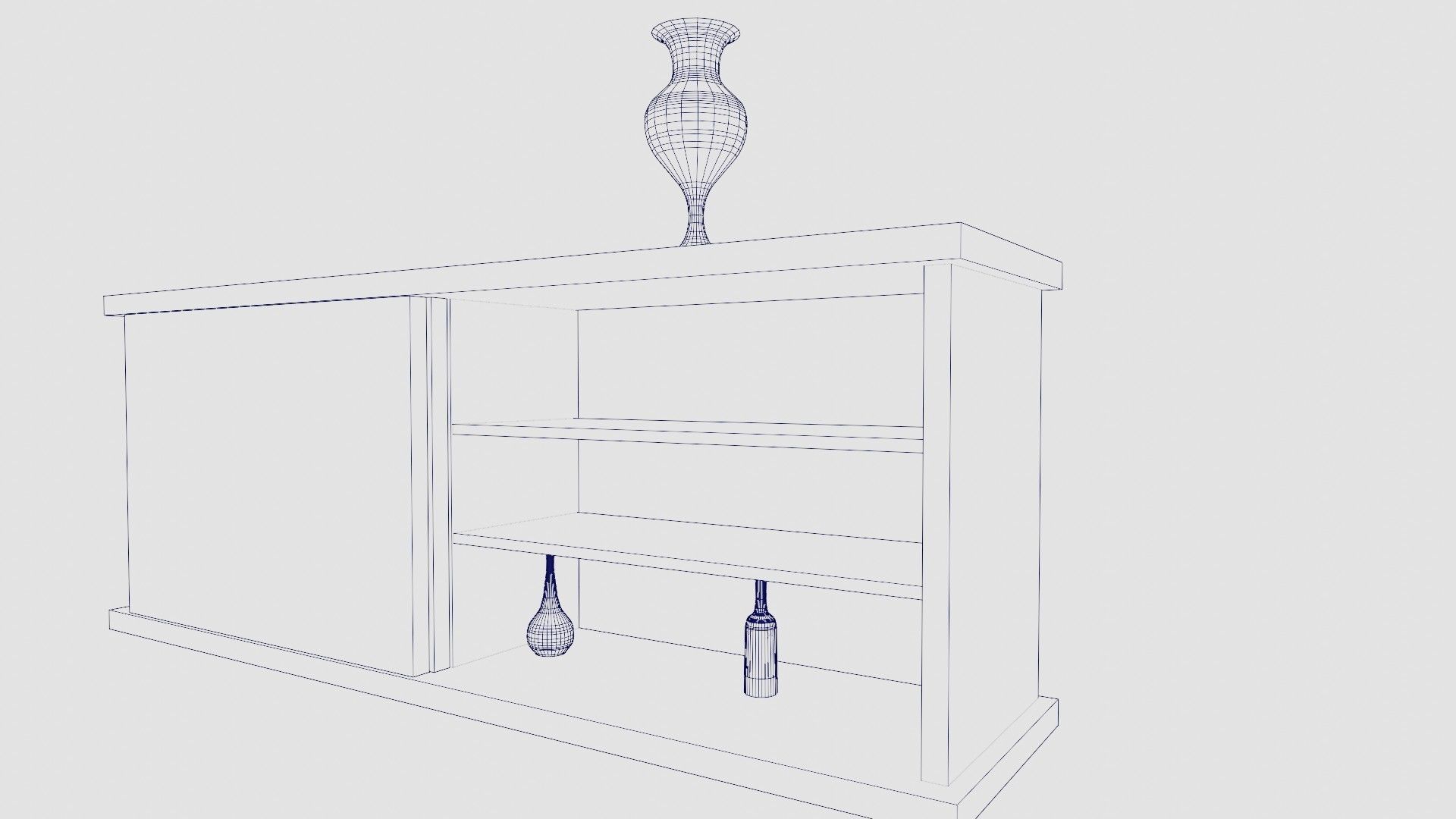 Bar Cabinet Glass Bottle Vase animated furnitur Low-poly 3D model_31