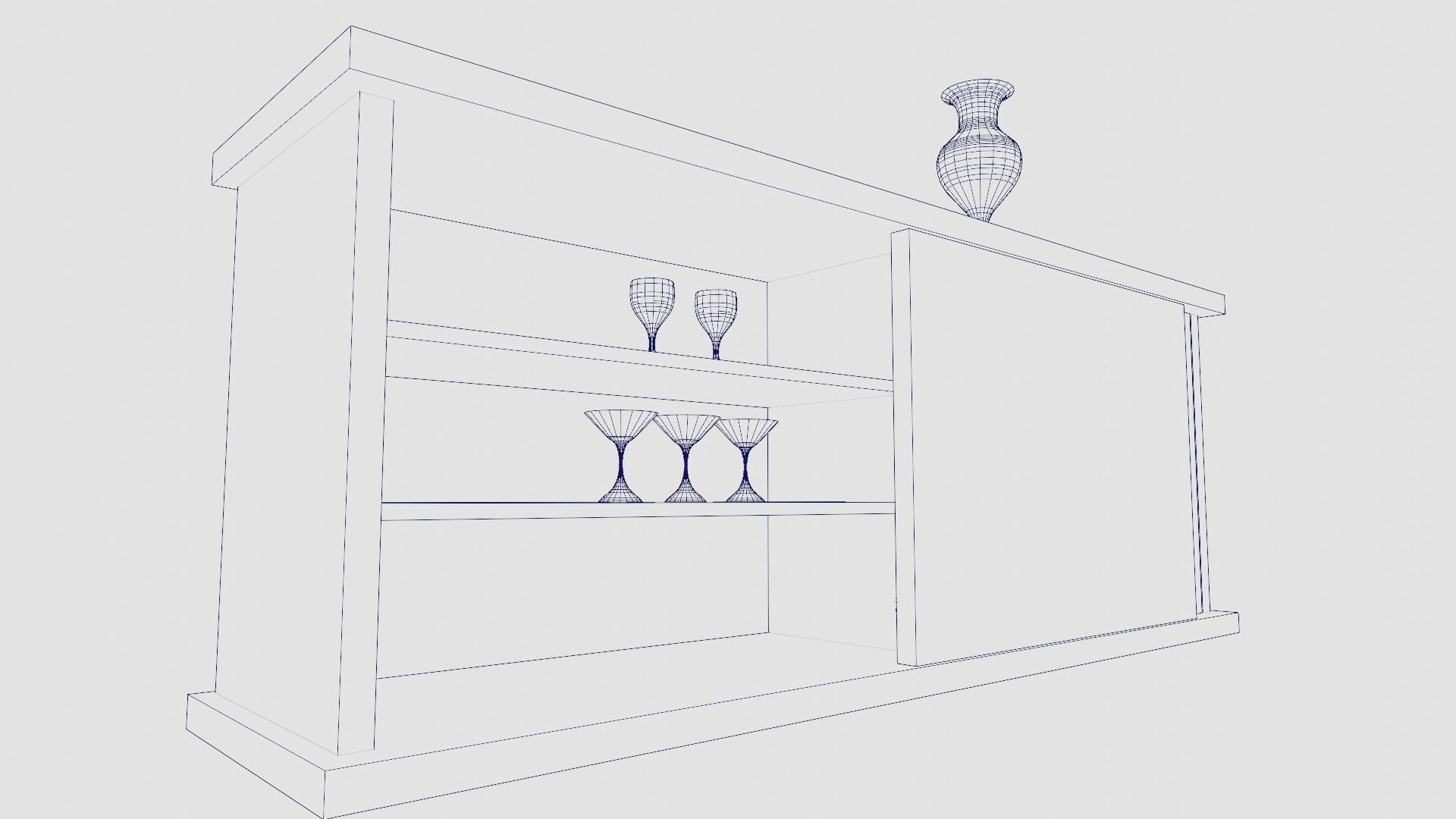 Bar Cabinet Glass Bottle Vase animated furnitur Low-poly 3D model_35