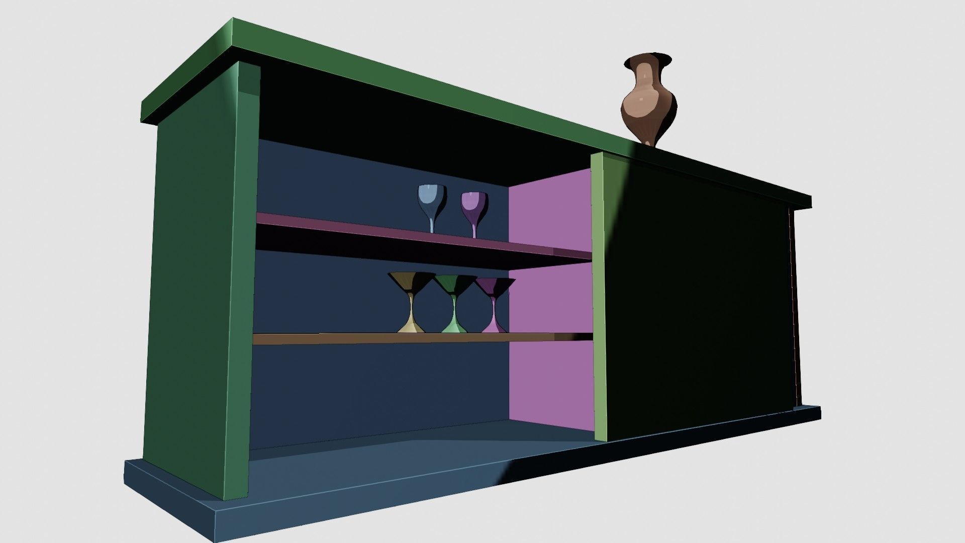 Bar Cabinet Glass Bottle Vase animated furnitur Low-poly 3D model_33