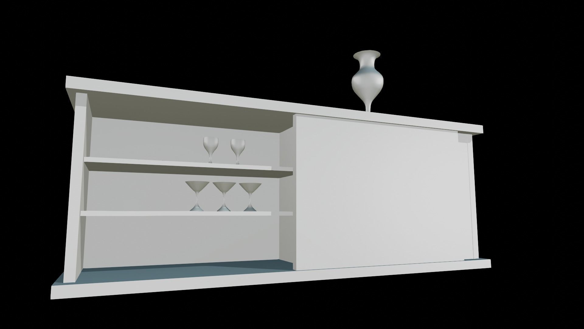 Bar Cabinet Glass Bottle Vase animated furnitur Low-poly 3D model_14