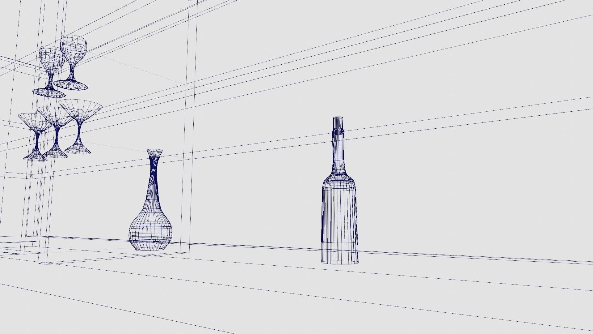 Bar Cabinet Glass Bottle Vase animated furnitur Low-poly 3D model_40