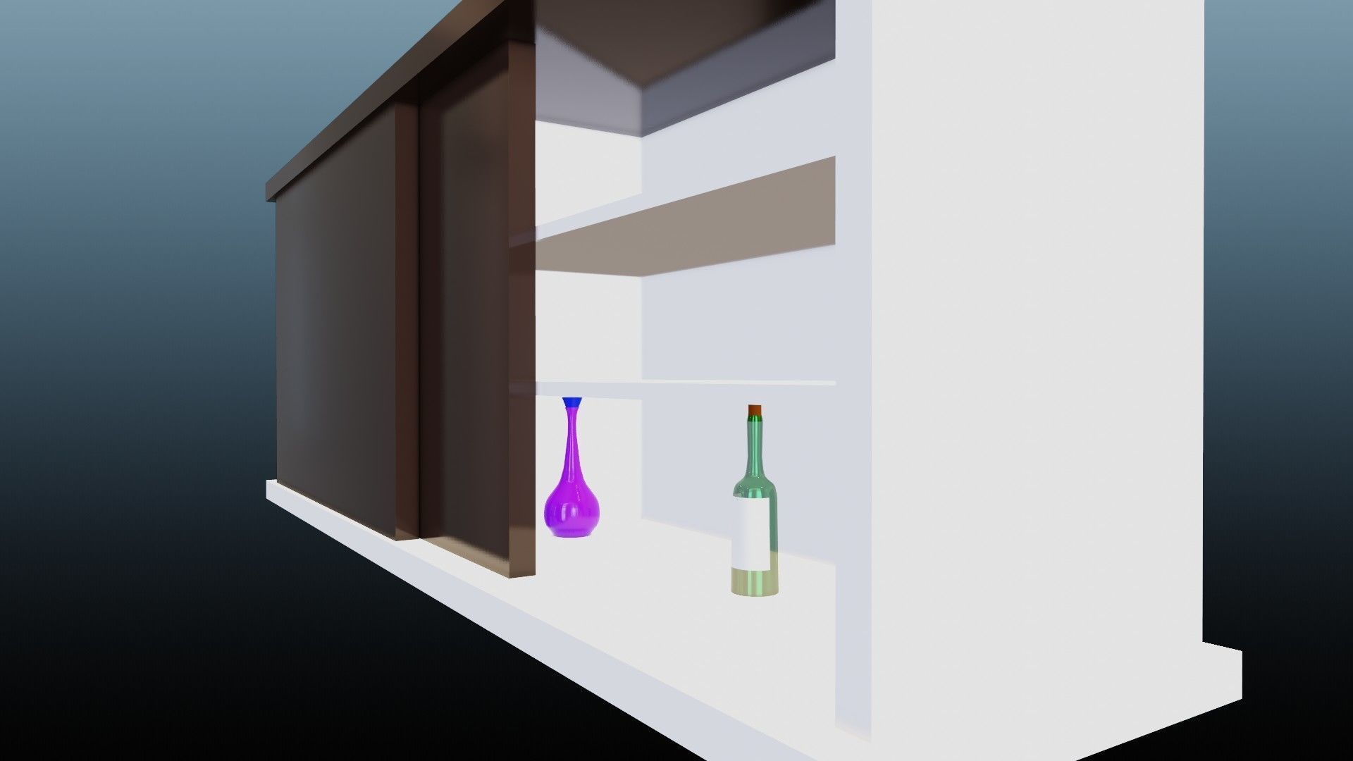 Bar Cabinet Glass Bottle Vase animated furnitur Low-poly 3D model_36