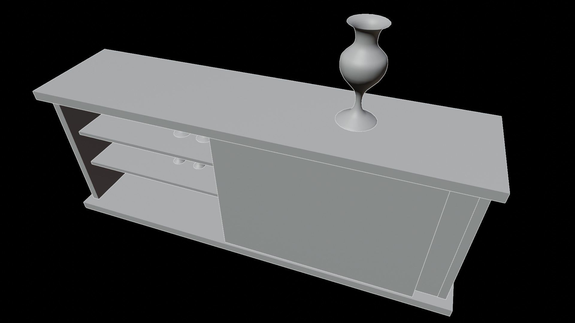 Bar Cabinet Glass Bottle Vase animated furnitur Low-poly 3D model_20