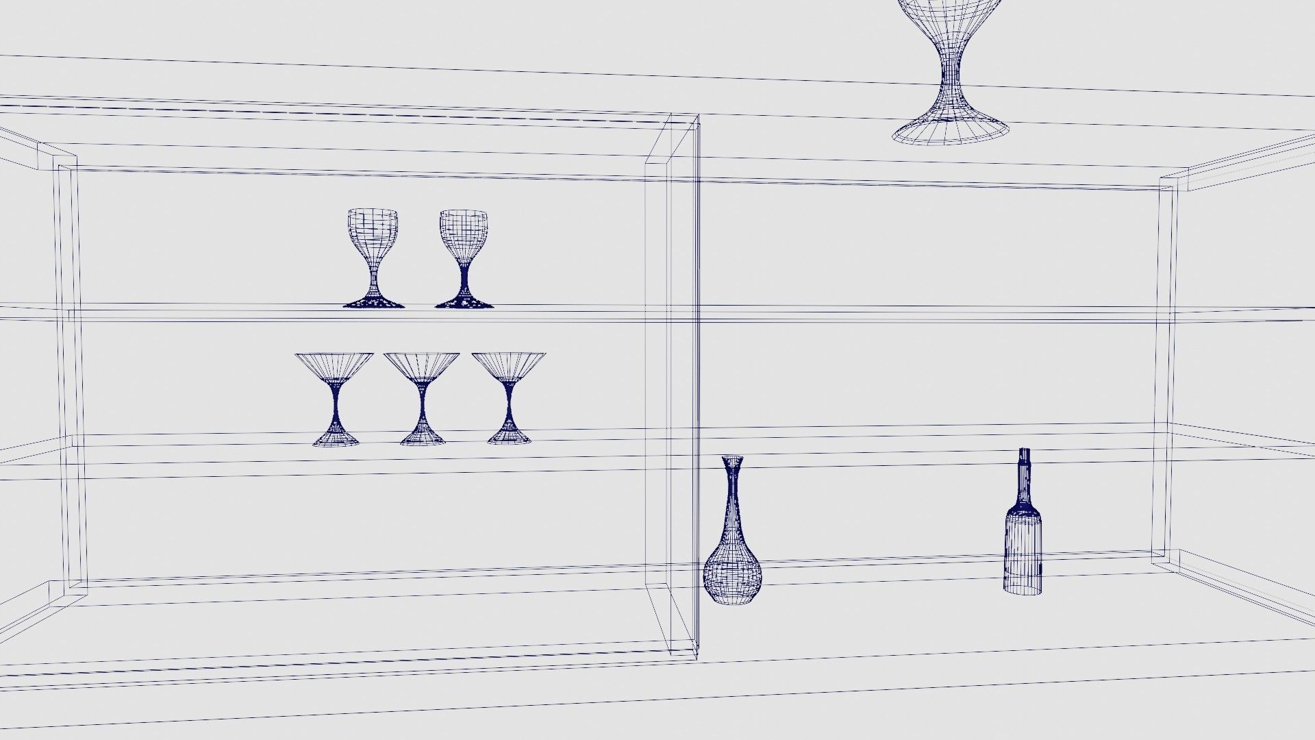 Bar Cabinet Glass Bottle Vase animated furnitur Low-poly 3D model_39