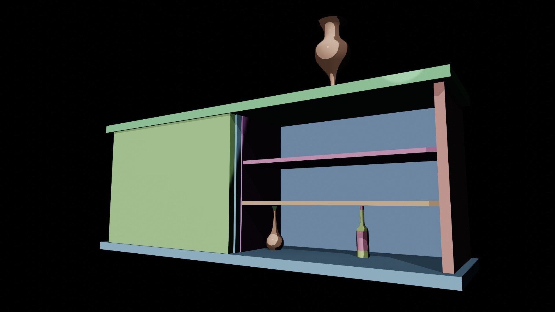 Bar Cabinet Glass Bottle Vase animated furnitur Low-poly 3D model_12