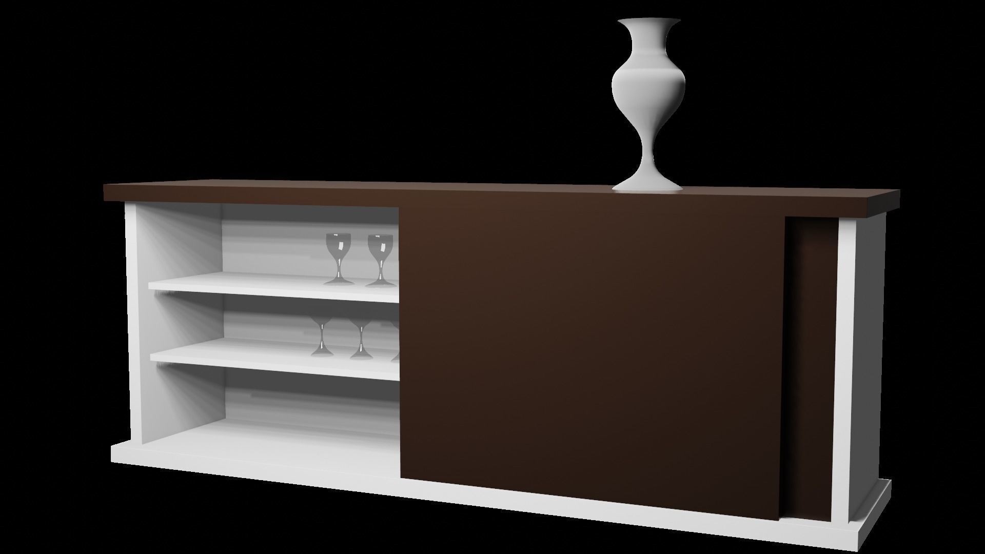 Bar Cabinet Glass Bottle Vase animated furnitur Low-poly 3D model_5