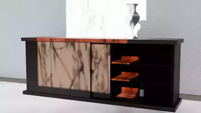 Bar Cabinet wood Glass Bottle Vase animated