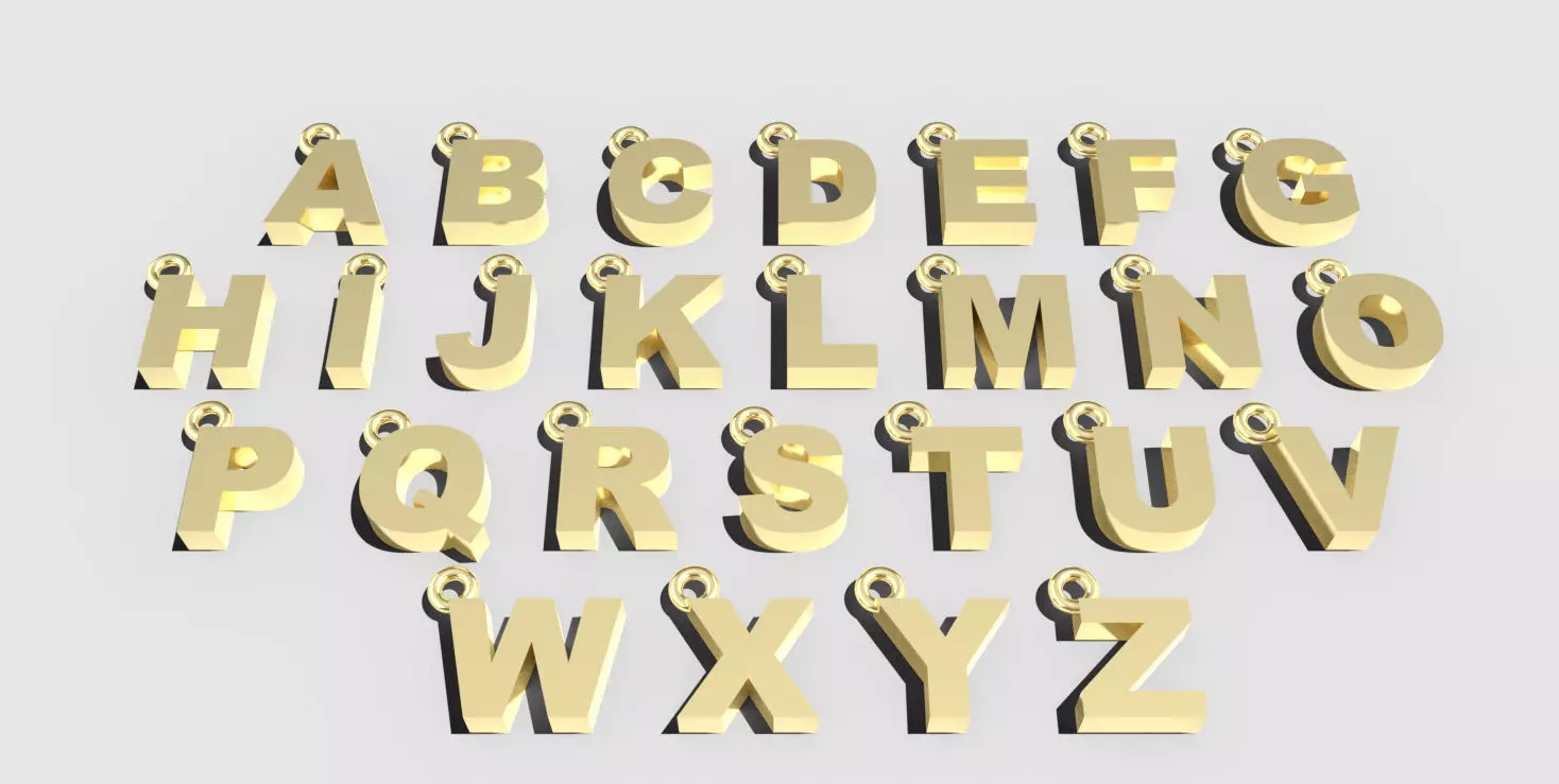 Block Initial or Letter Charms or Pendants 3D print model_0