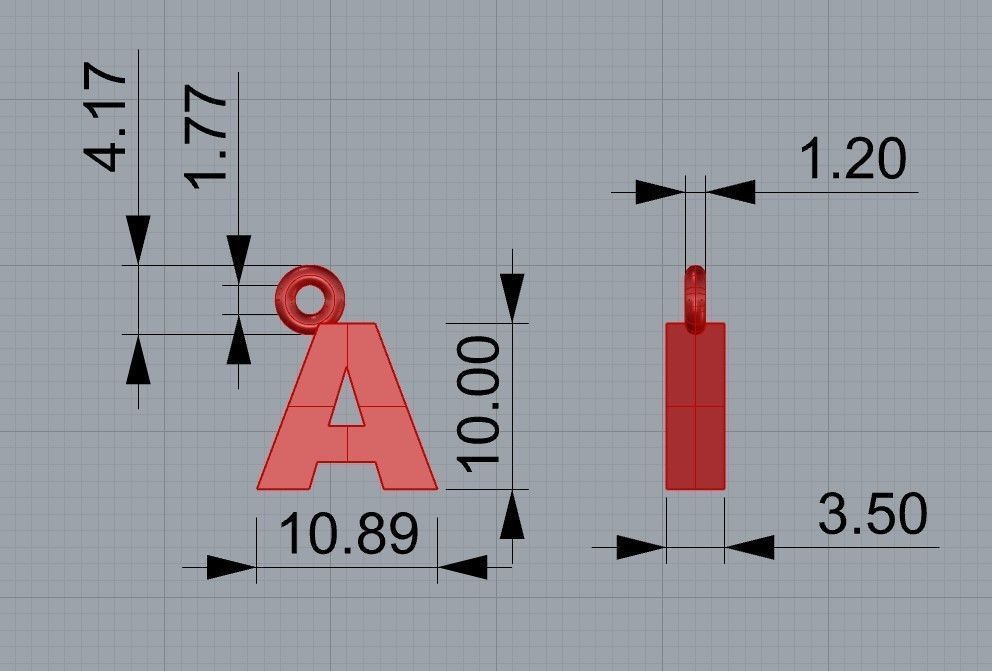 Block Initial or Letter Charms or Pendants 3D print model_4