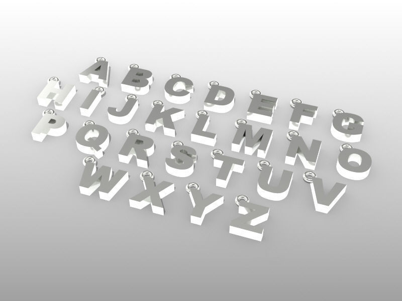 Block Initial or Letter Charms or Pendants 3D print model_3
