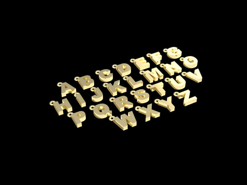 Block Initial or Letter Charms or Pendants 3D print model_1
