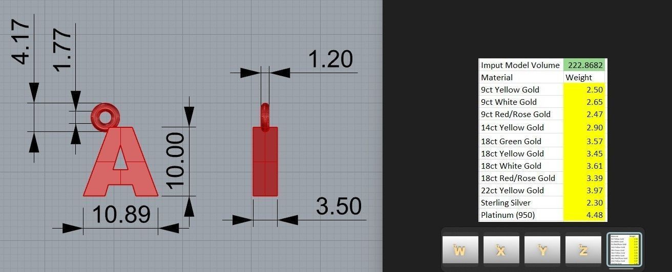Block Initial or Letter Charms or Pendants 3D print model_5