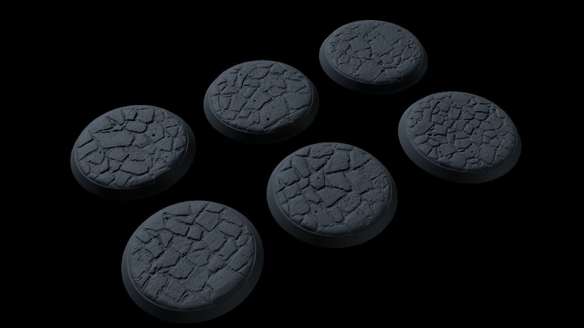 Cobble ruins miniature bases 3D print model_8