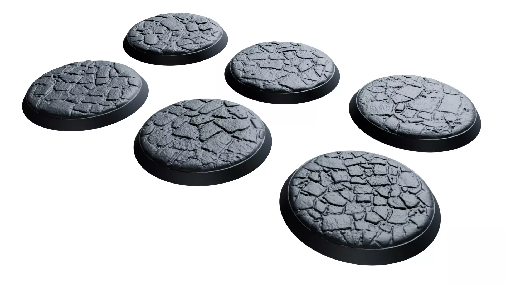 Cobble ruins miniature bases 3D print model_0