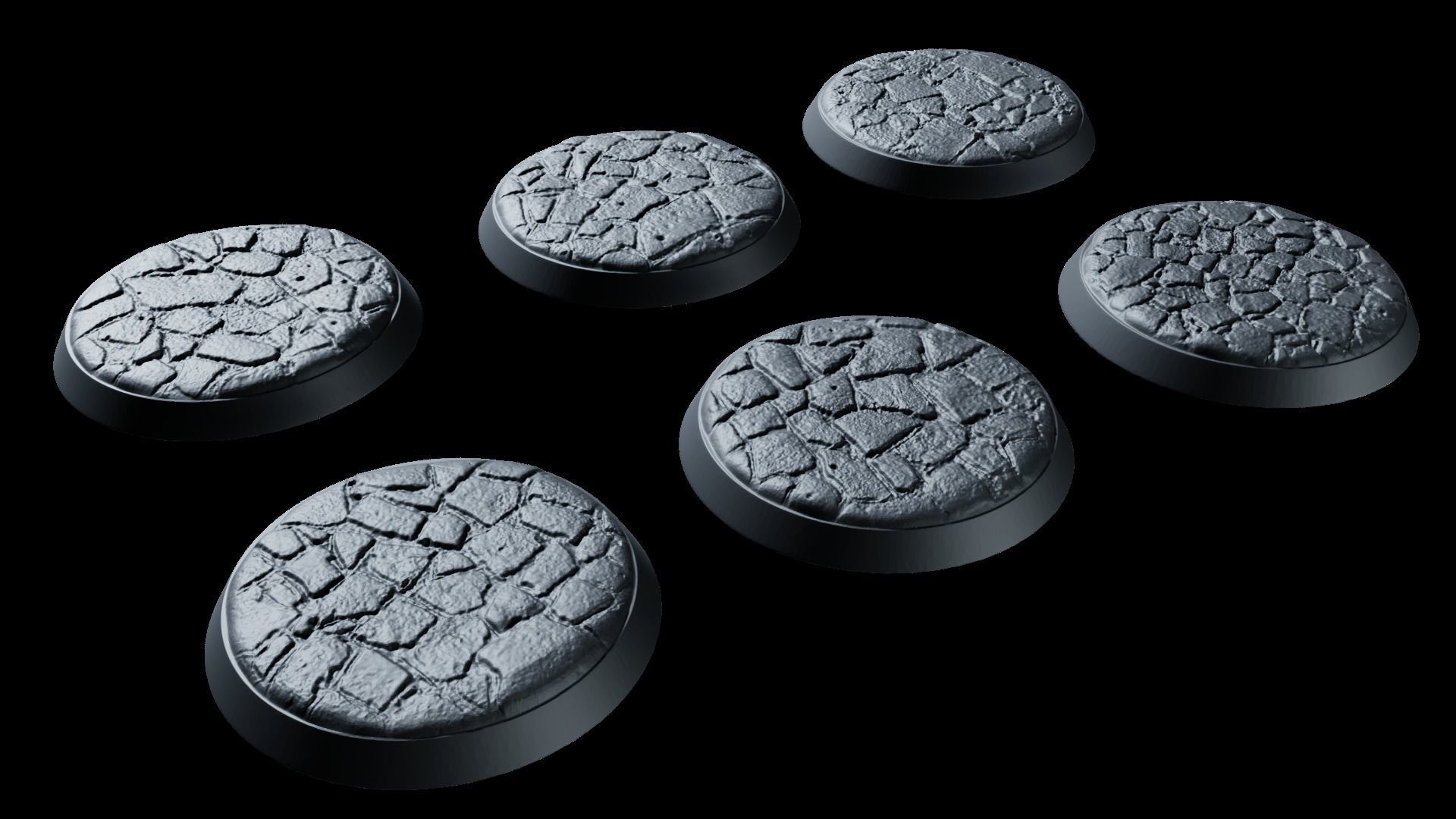 Cobble ruins miniature bases 3D print model_4