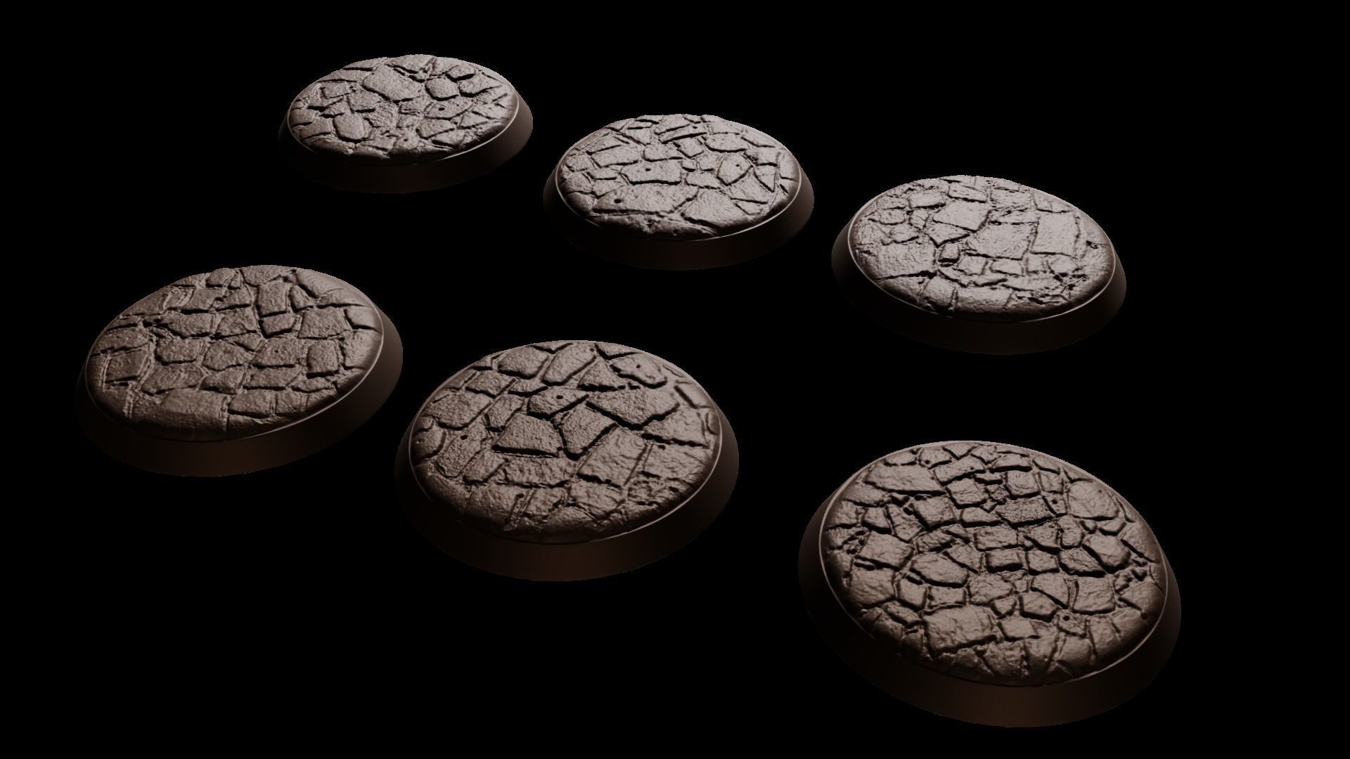 Cobble ruins miniature bases 3D print model_3