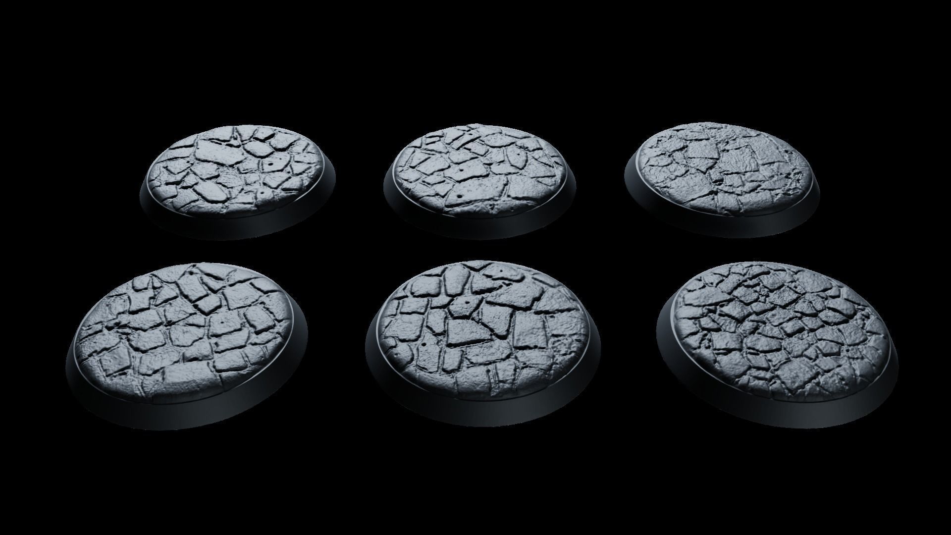 Cobble ruins miniature bases 3D print model_6
