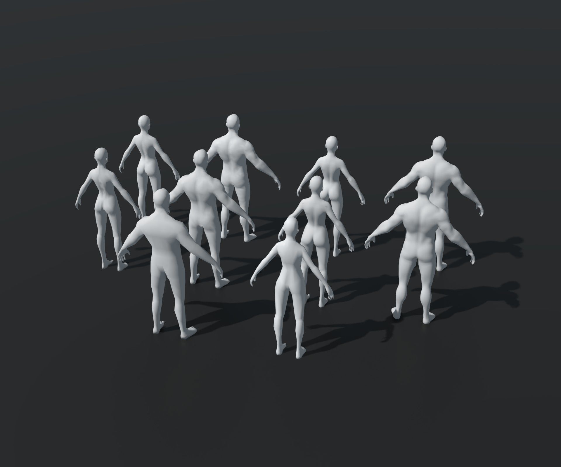 Human Body Base Mesh 28 Animations 10 3D Models Pack Low-poly 3D model_11