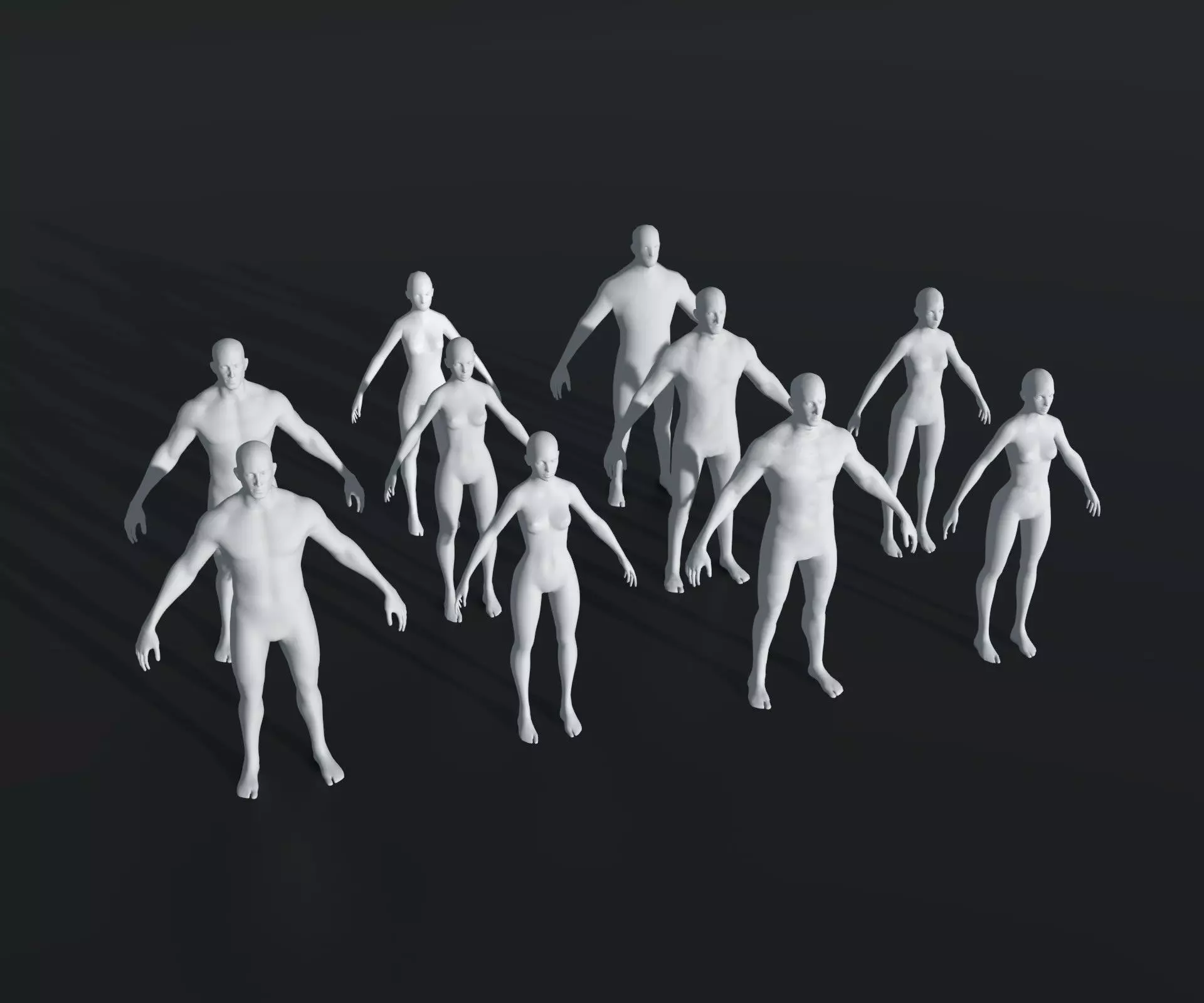 Human Body Base Mesh 28 Animations 10 3D Models Pack Low-poly 3D model_0