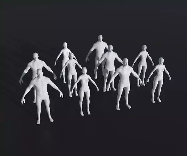 Human Body Base Mesh 28 Animations 10 3D Models Pack Low-poly 3D model