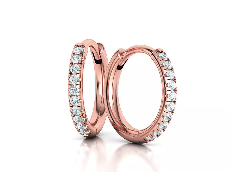 Hoop Earrings French Pave Setting 10mm inside size 3D print model