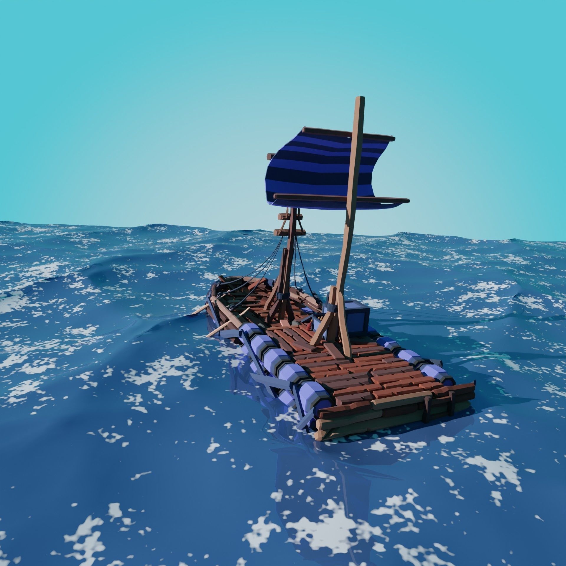 5-PIECE STYLIZED WOODEN SHIP Low-poly 3D model_28