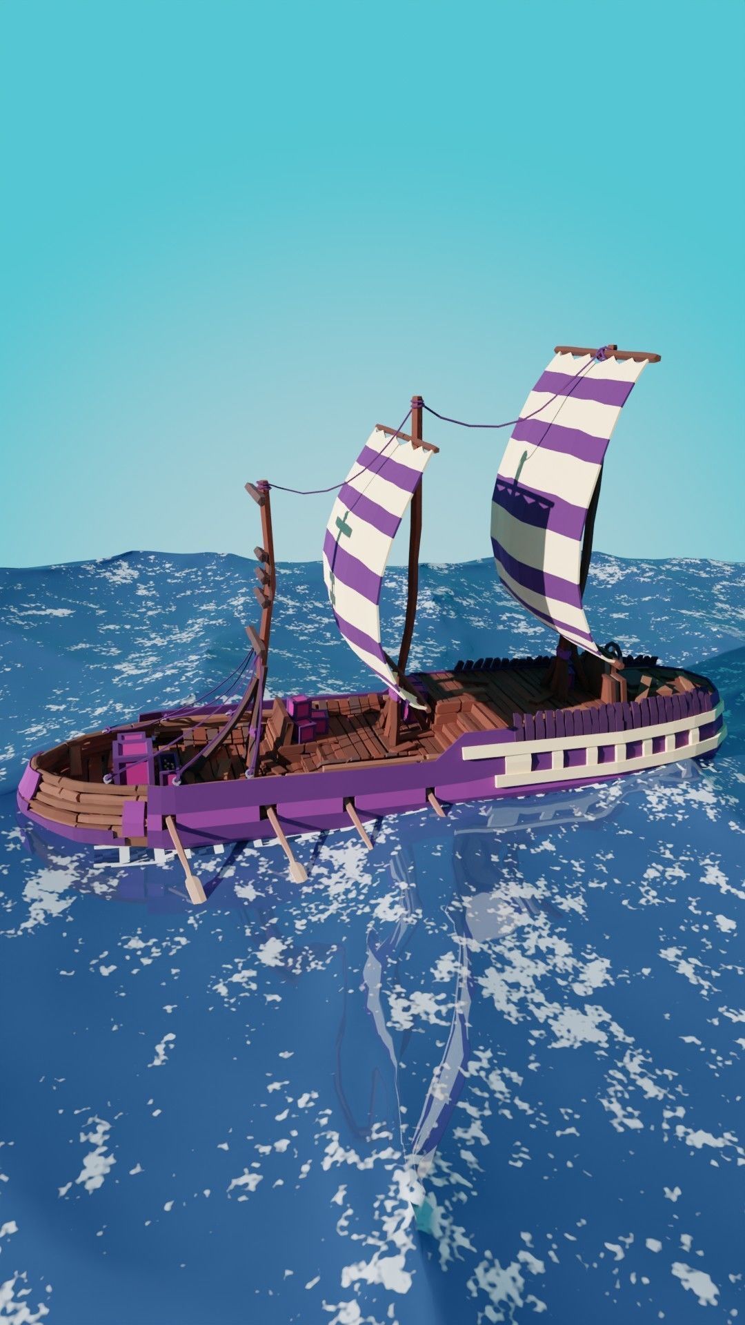 5-PIECE STYLIZED WOODEN SHIP Low-poly 3D model_51