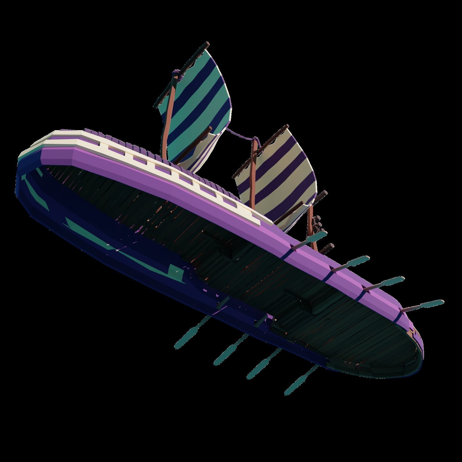 5-PIECE STYLIZED WOODEN SHIP Low-poly 3D model_55