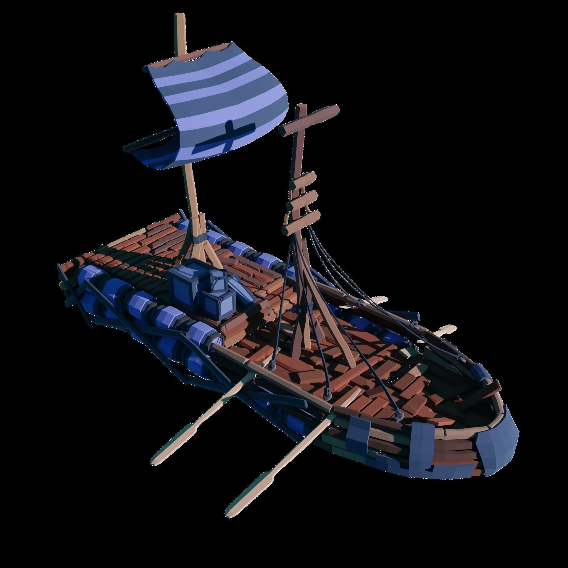 5-PIECE STYLIZED WOODEN SHIP Low-poly 3D model_34