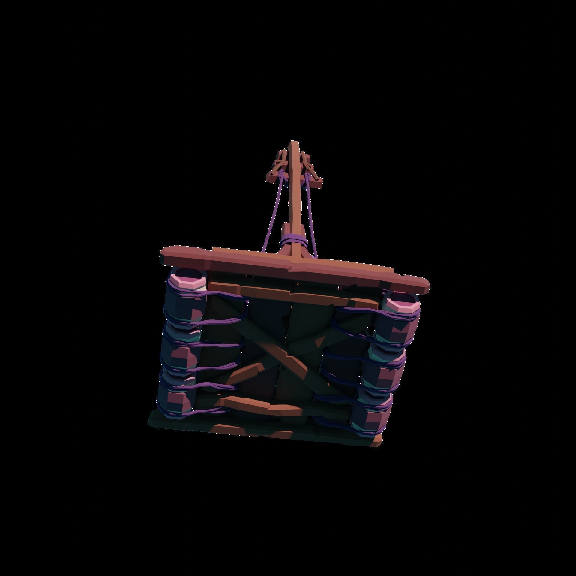 5-PIECE STYLIZED WOODEN SHIP Low-poly 3D model_5