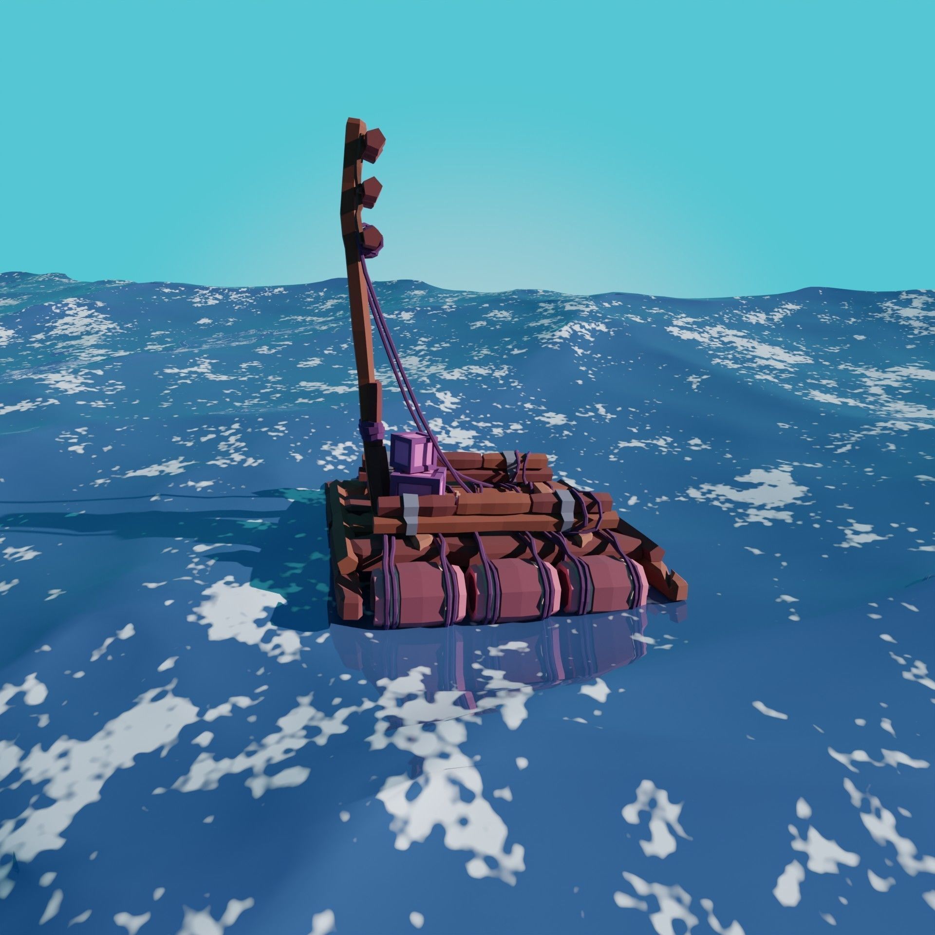 5-PIECE STYLIZED WOODEN SHIP Low-poly 3D model_4