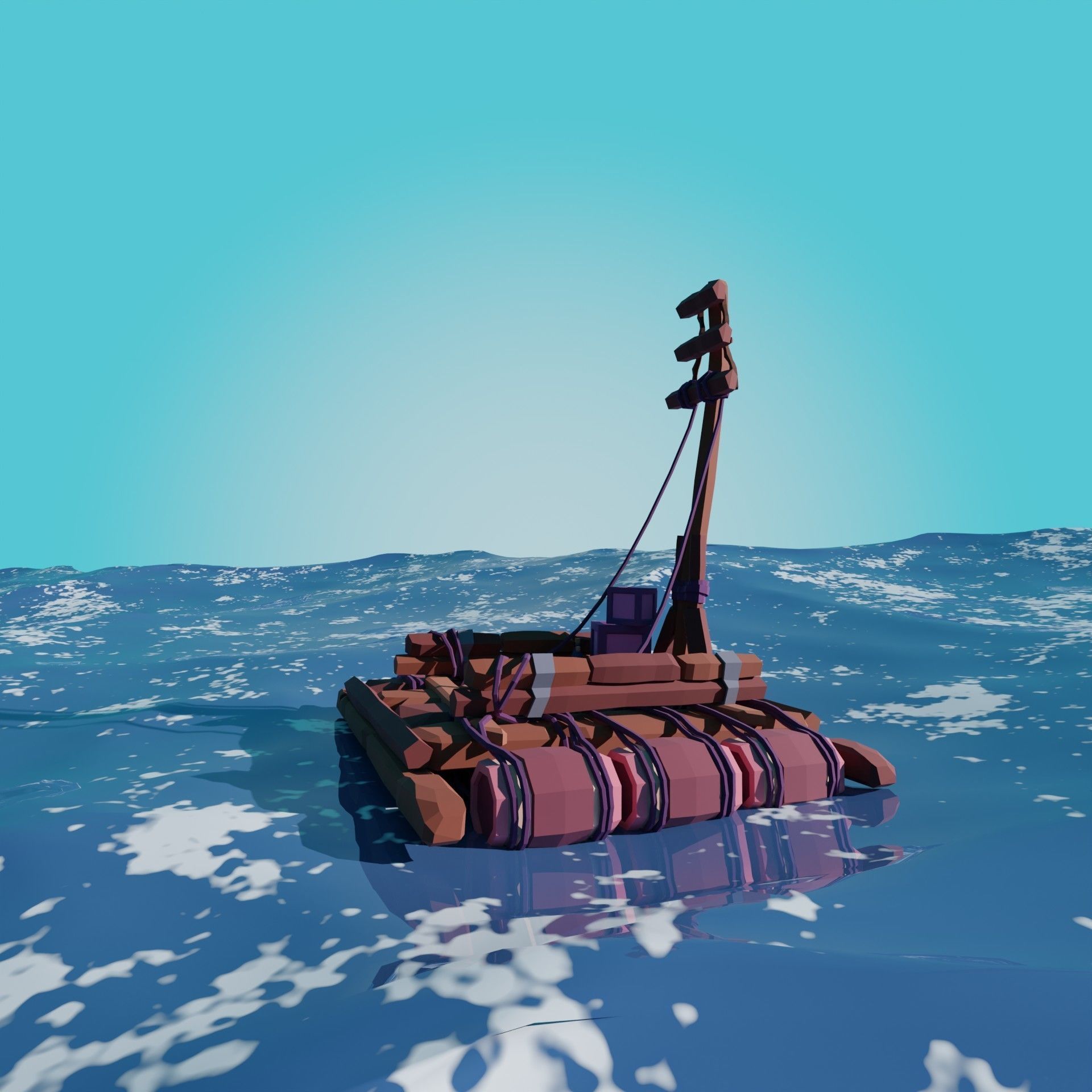 5-PIECE STYLIZED WOODEN SHIP Low-poly 3D model_3