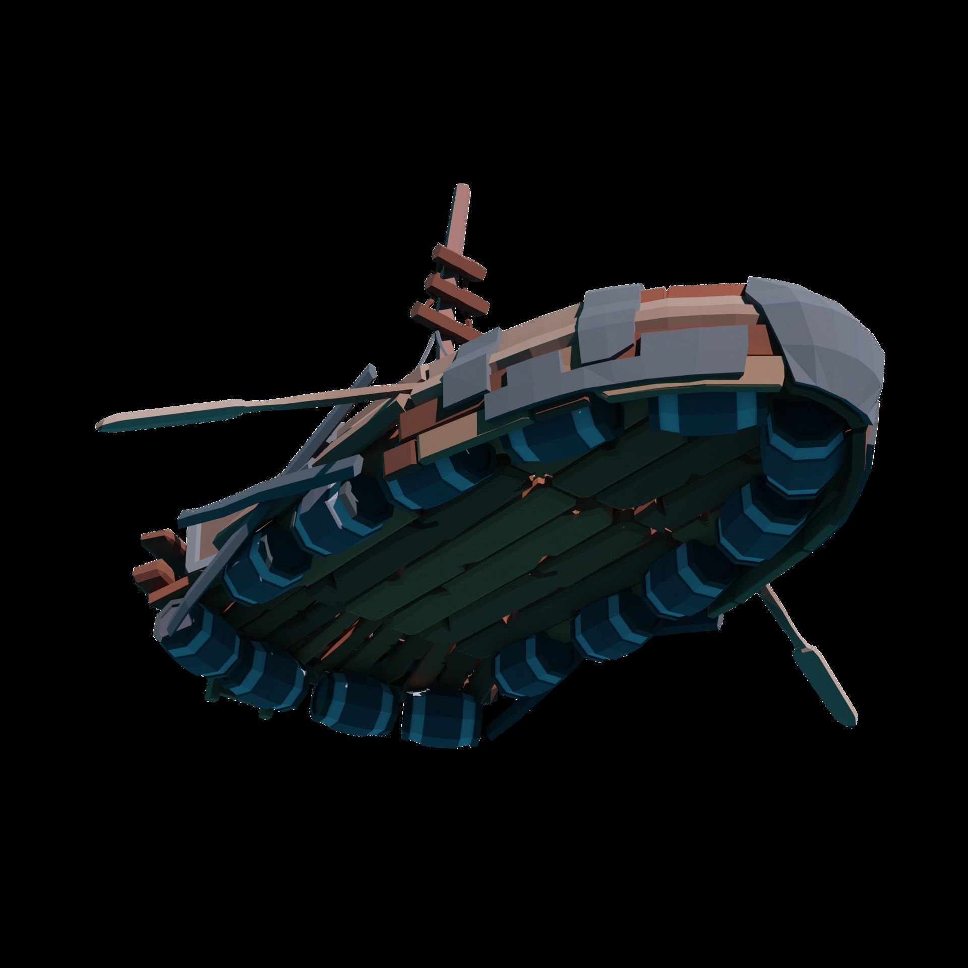 5-PIECE STYLIZED WOODEN SHIP Low-poly 3D model_21