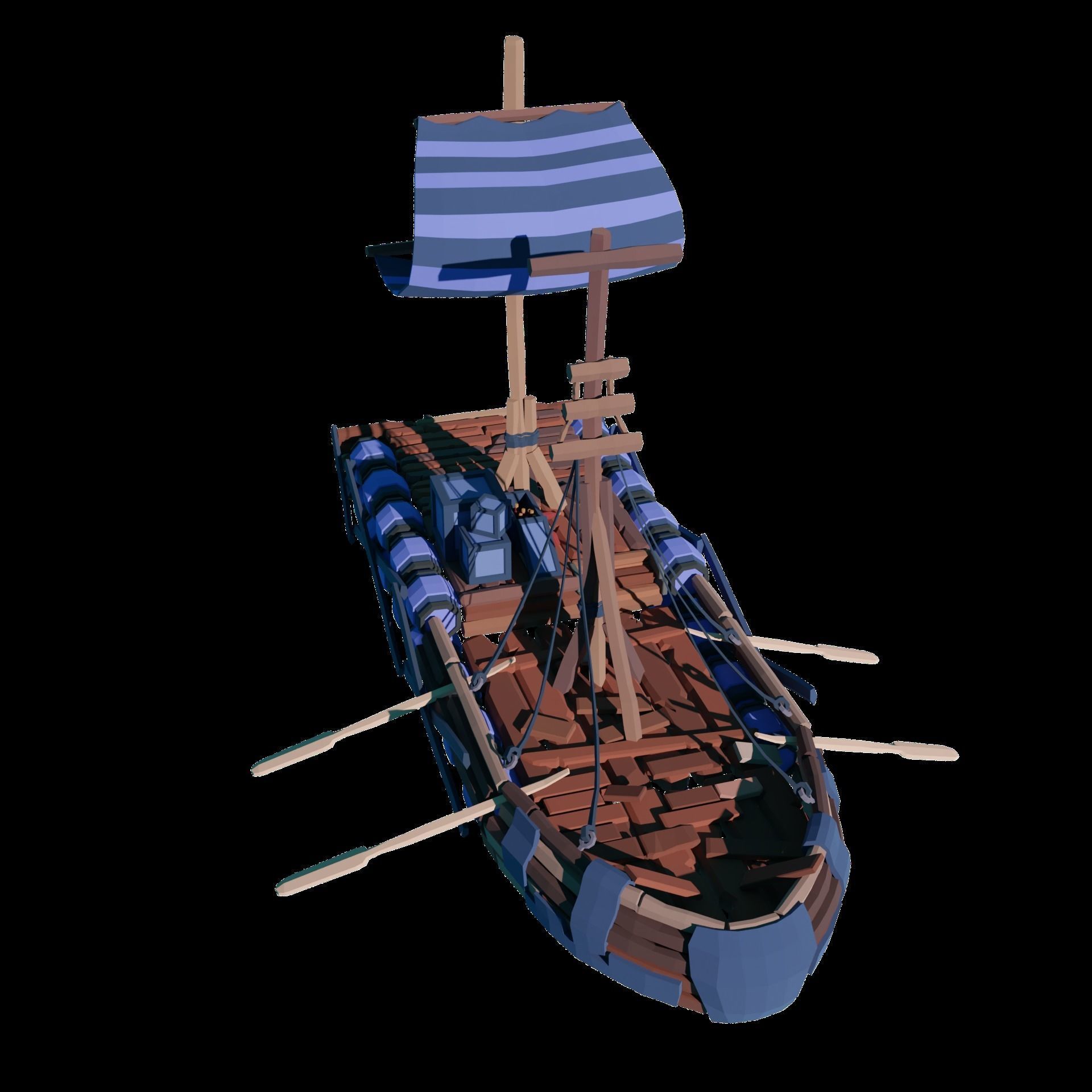 5-PIECE STYLIZED WOODEN SHIP Low-poly 3D model_30
