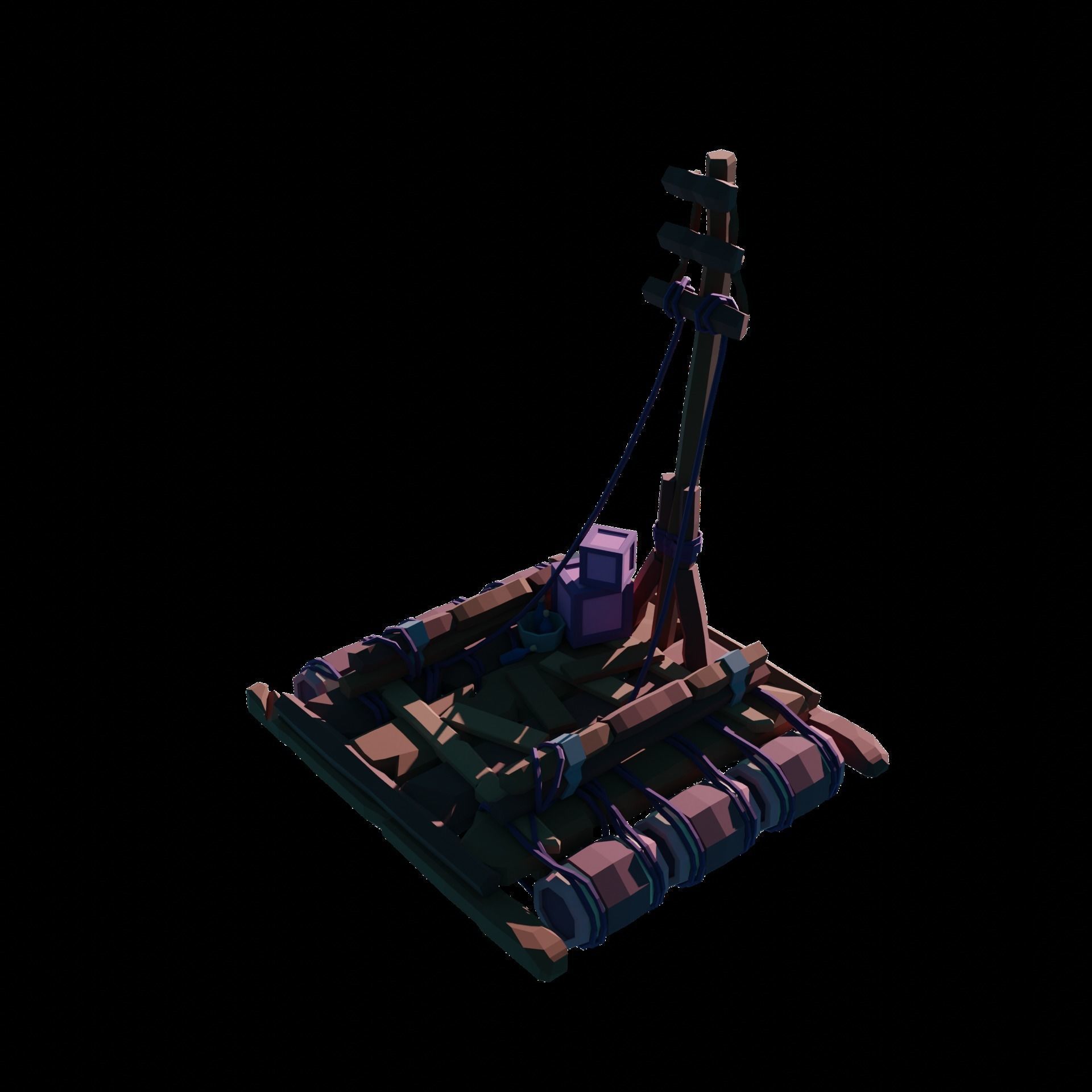 5-PIECE STYLIZED WOODEN SHIP Low-poly 3D model_7