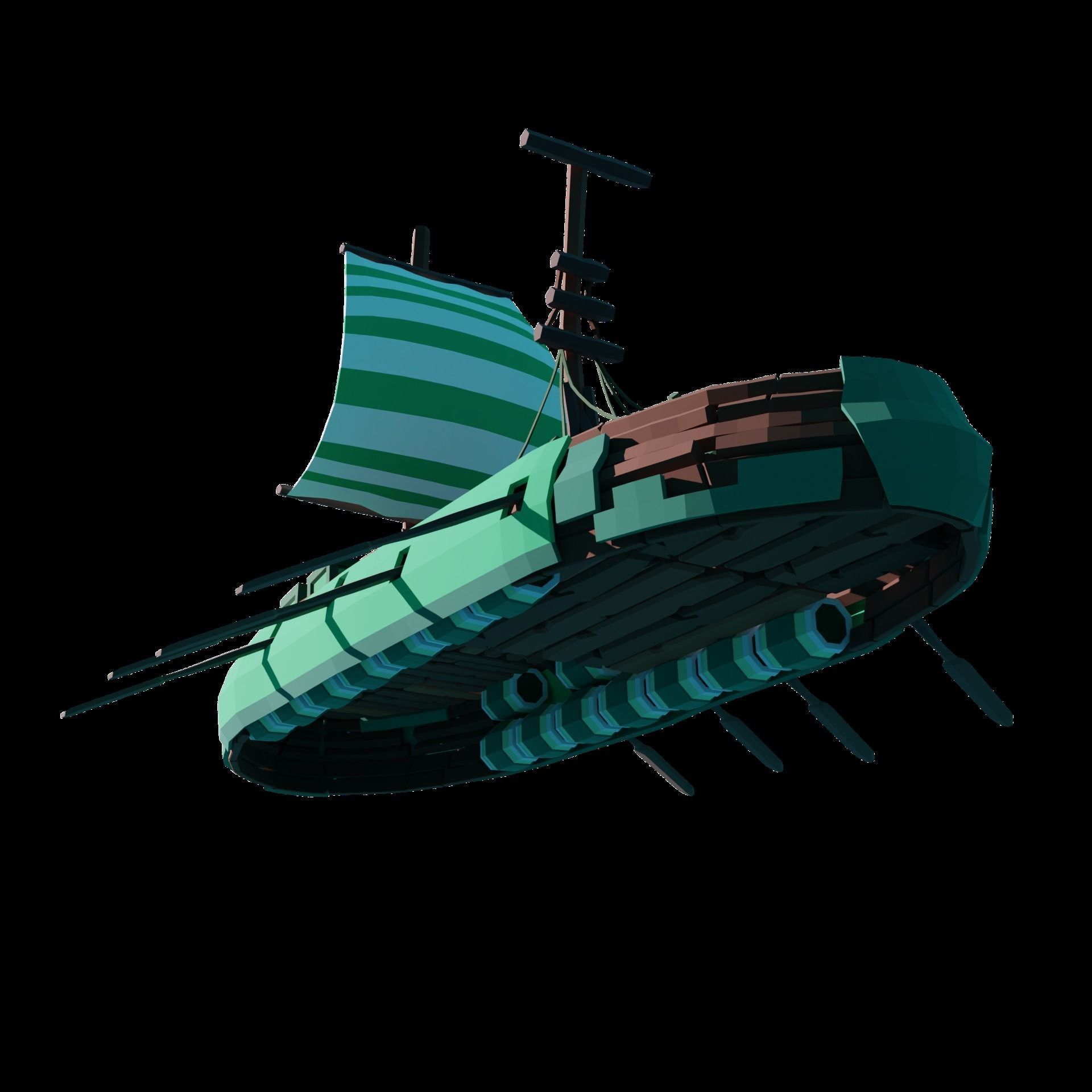 5-PIECE STYLIZED WOODEN SHIP Low-poly 3D model_45