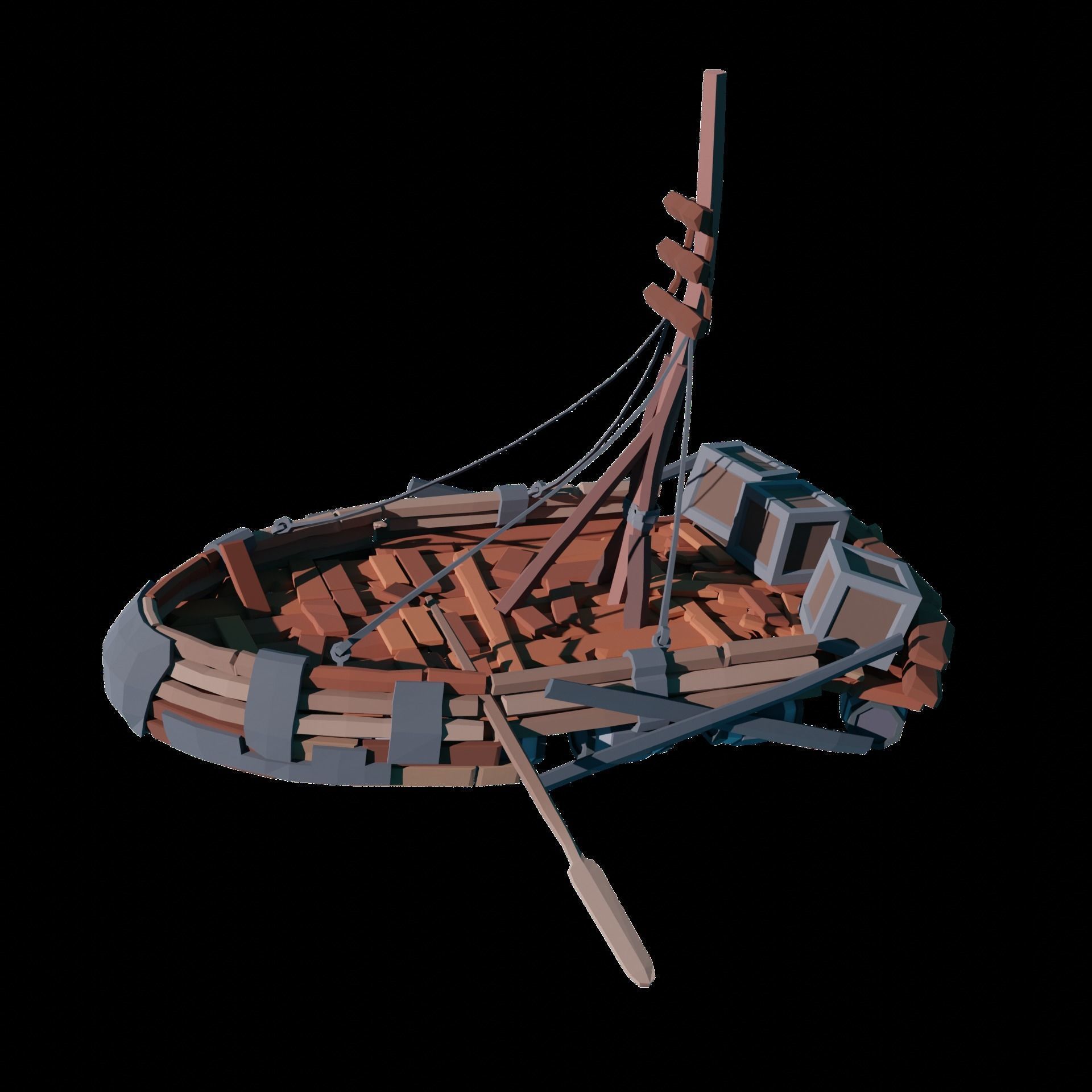 5-PIECE STYLIZED WOODEN SHIP Low-poly 3D model_20