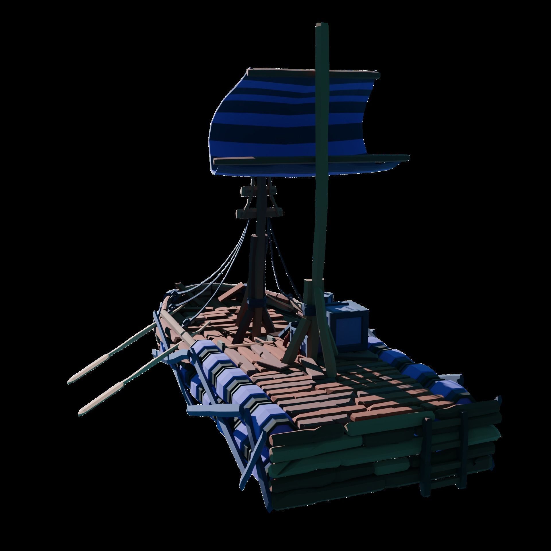 5-PIECE STYLIZED WOODEN SHIP Low-poly 3D model_31