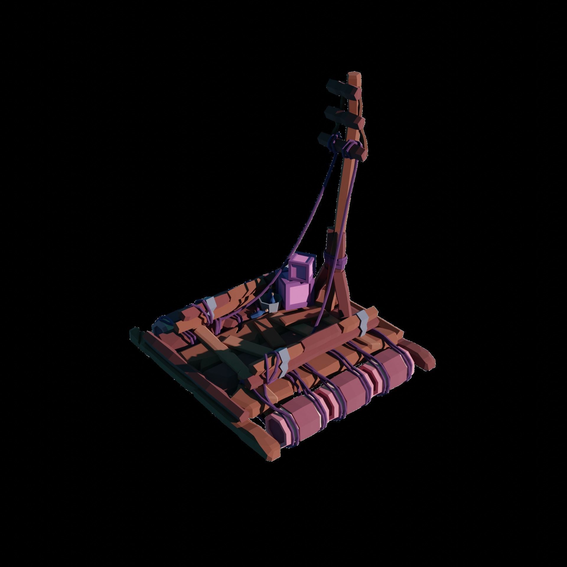 5-PIECE STYLIZED WOODEN SHIP Low-poly 3D model_8