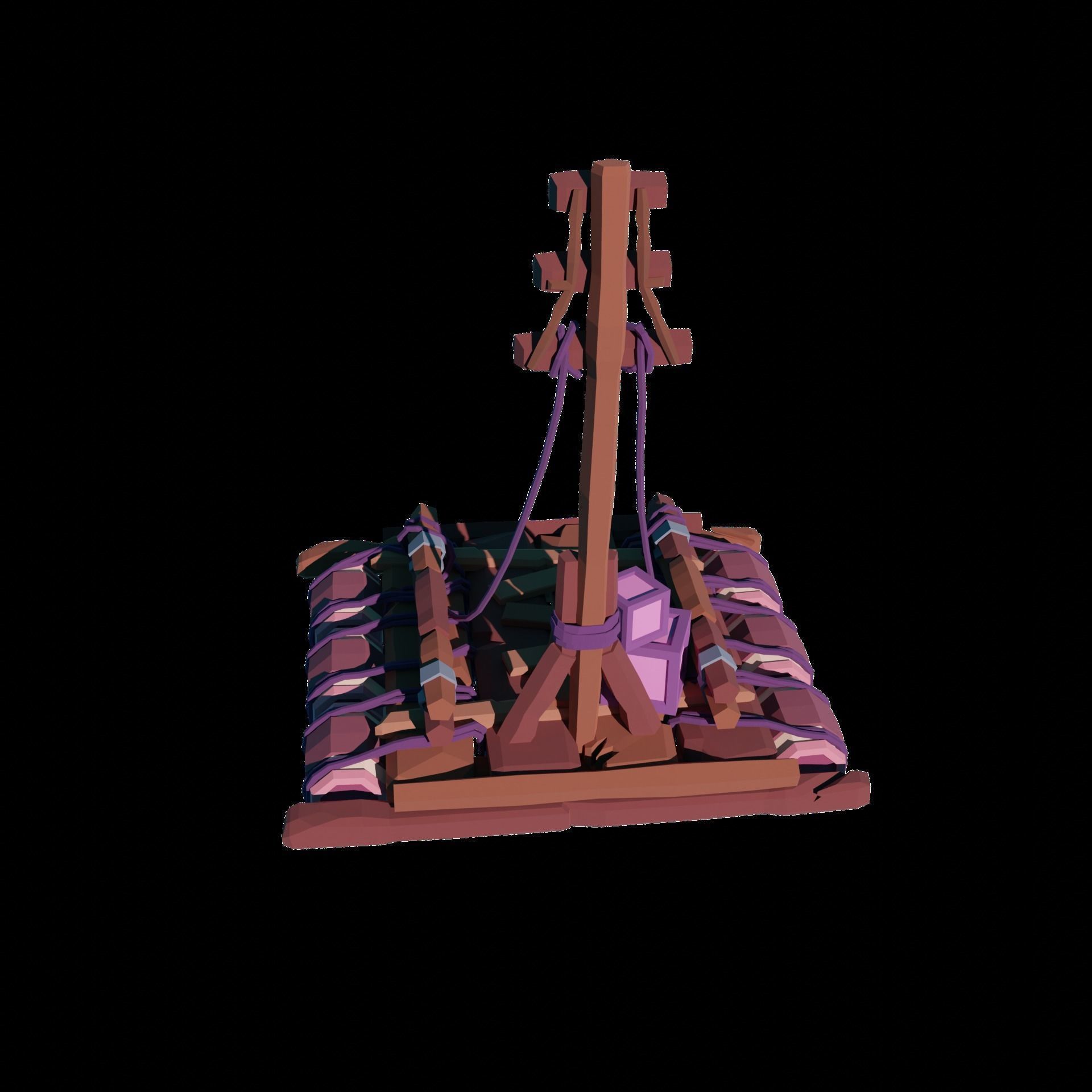 5-PIECE STYLIZED WOODEN SHIP Low-poly 3D model_6