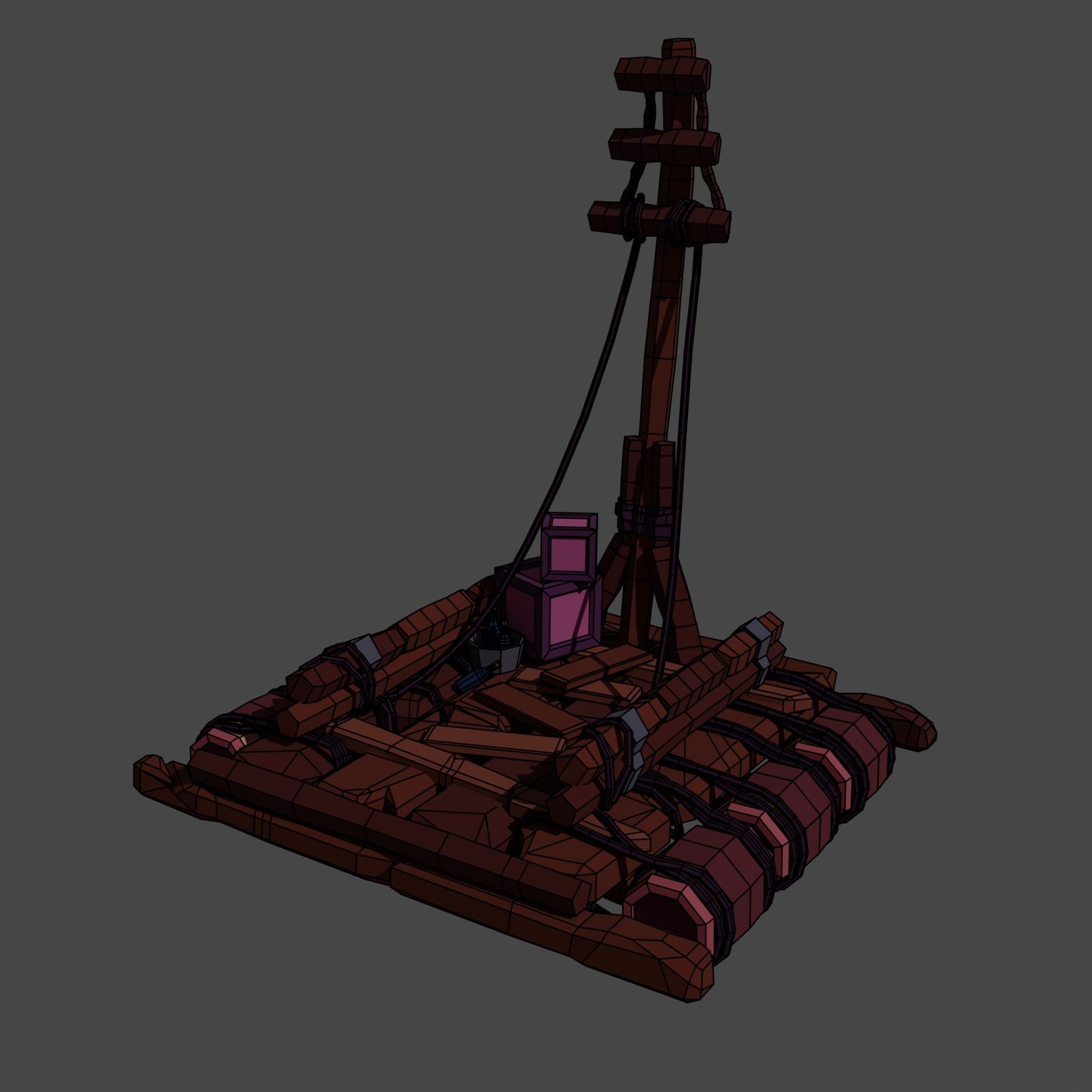 5-PIECE STYLIZED WOODEN SHIP Low-poly 3D model_9