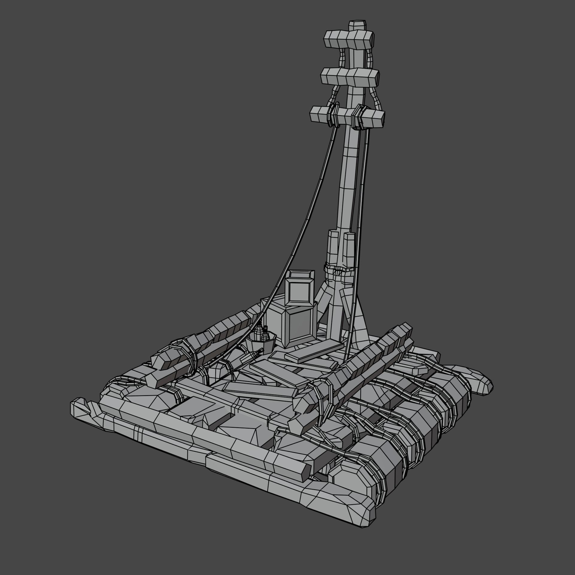 5-PIECE STYLIZED WOODEN SHIP Low-poly 3D model_10