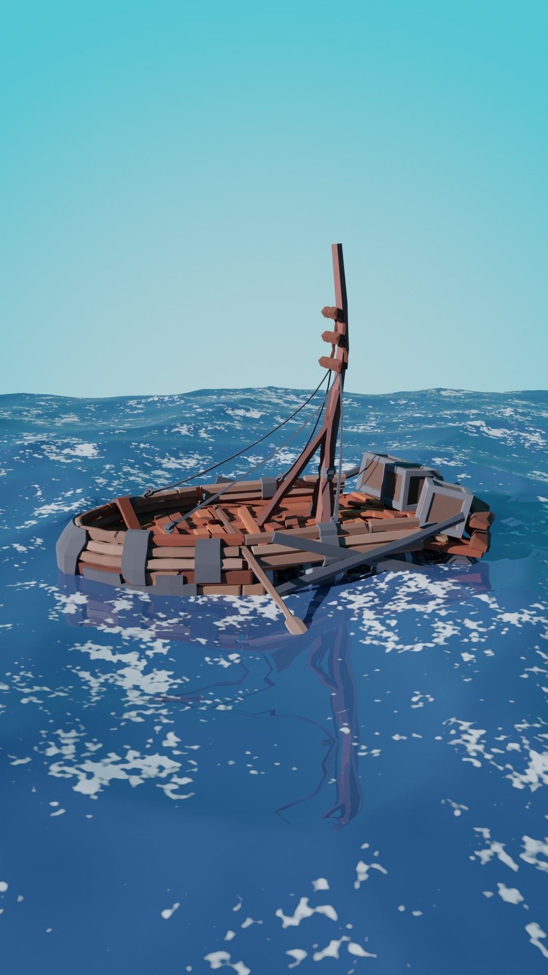 5-PIECE STYLIZED WOODEN SHIP Low-poly 3D model_14