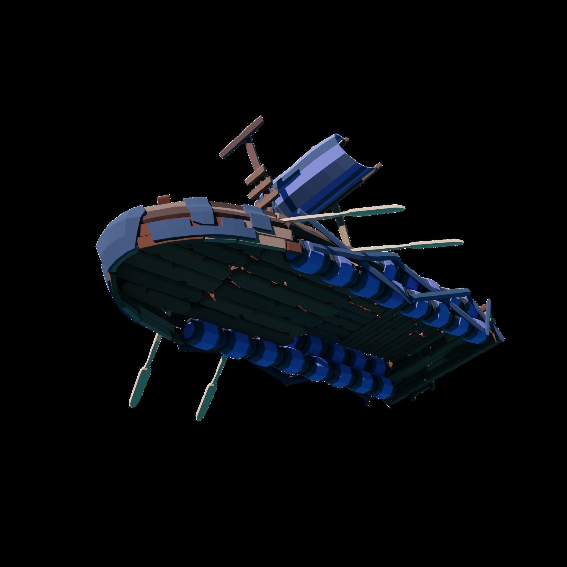 5-PIECE STYLIZED WOODEN SHIP Low-poly 3D model_32