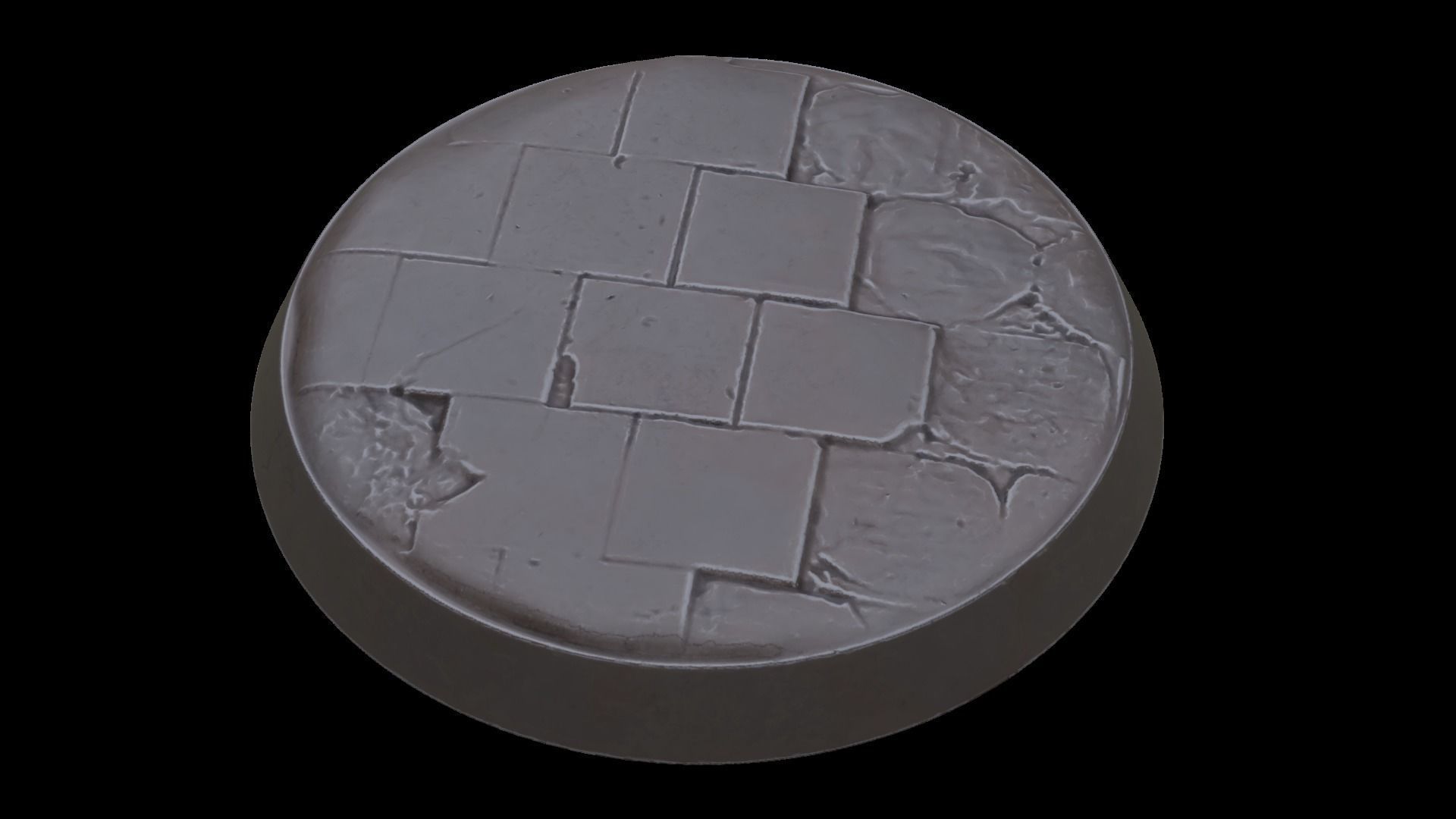 Broken Pavement Miniature bases 3D print model_2