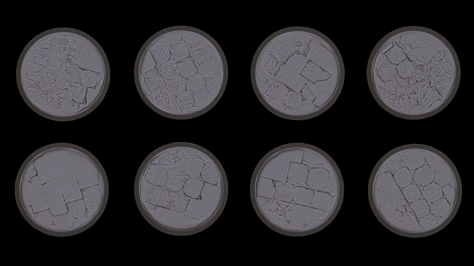 Broken Pavement Miniature bases 3D print model_9